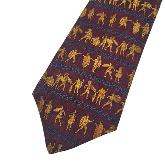 Alynn Neckwear Men's Necktie Ancient Greek Warriors All Silk Tie Made In USA